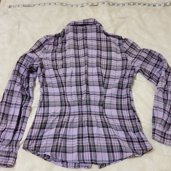 Y2K Charlotte Russe Medium Plaid Flannel Long Sleve Button Down Shirt Pockets! - Picture 4 of 11